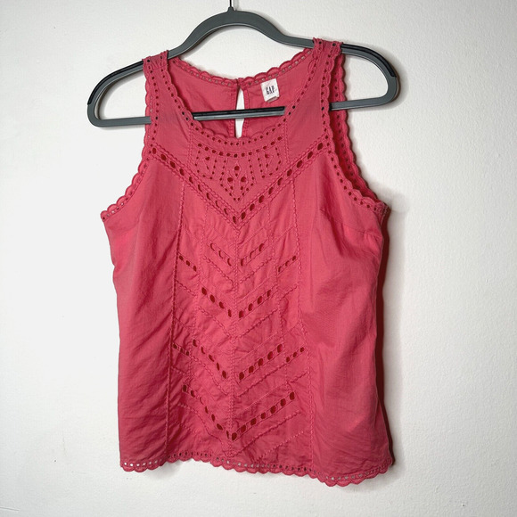 Gap Coral Gable Chevron Design Eyelet Sleeveless Tank Top Round Neck XSP - Picture 1 of 13